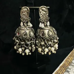Oxidized silver jhumkey