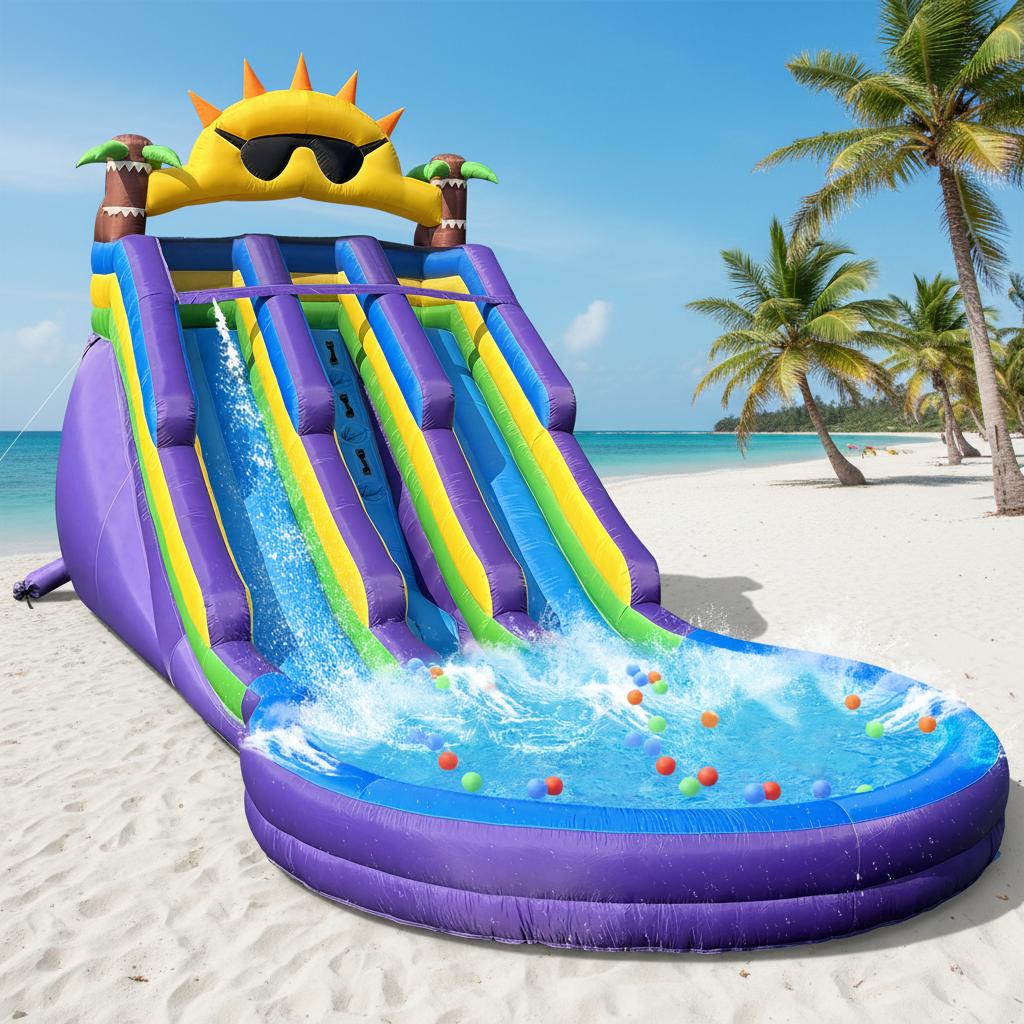 Sunglasses Inflatable Double Water Slide for Kids and Adults with Large Splash Pool Backyard Party Oxford Water Slide inflatable Water Slide for