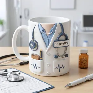 Custom Name Doctor Accent Mug, Medical Coffee Cup, Doctor Appreciation Gift, Doctor Graduation Gift, Personalized Nurse & Physician Mug