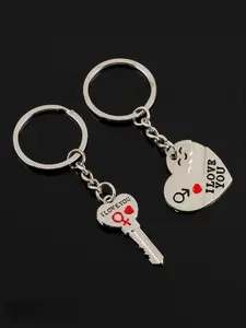 2pcs Set Men Women Cute Heart Key Keychain Couple Key Ring Lovers Key Chain Jewelry Accessory Gift