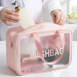 Waterproof Makeup Bag for Women, Large Capacity Travel Toiletry Organizer with Multiple Compartments, Leak-Proof Design, Foldable & Lightweight for Daily Commute, Water-Resistant Zipper, Durable & Washable Cosmetic Storage Pouch.