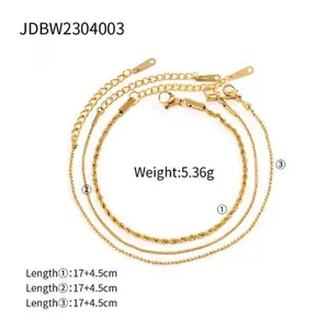CORONÉ Beaded Chain Stacking Bracelet Thin Twist Set for Women Stainless Steel Hypoallergenic Tarnish-Free Waterproof