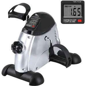 Mini Exercise Bike Under Desk Bike Pedal Exerciser Portable Foot Cycle Arm & Leg Peddler Machine with LCD Screen Displays