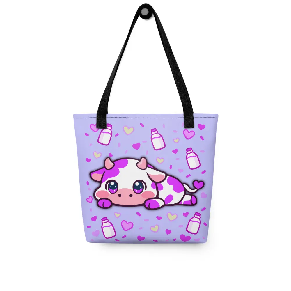 Chibi Magenta Cow Hearts and Milk Tote bag