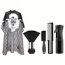 5-Piece Folding Heatless Hair Styling Tools Kit - Haircare Accessories for Cutting, Comb, Brush, Apron, Gentle Neck Sweep, Fine Curly Hair, Daily & Salon Use, Father’s Day Gift for Husbands & Enthusiasts