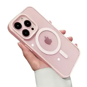 Minimal White Hard Shell Transparent MagSafe Magnetic Protective Cover, Durable Shock Absorbing Anti-Fall Clear Smartphone Casing, All-Round Lens Screen Protection Wireless Charge Compatible With iPhoneX XS 11 12 13 14 15 16 Pro Max