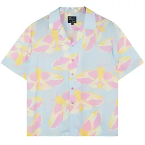 Steady Hands Rosy Maple Moth Button Up Pastel Yellow Blue Pink Moths
