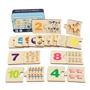 Wooden Number Matching Game, Number Counting Blocks, 1 Box Colorful Number Puzzle Toy, Educational Toy for Kids, Ideal Gift for Children