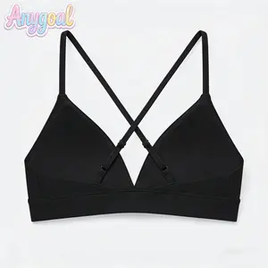 ANYGOAL  Women's bikini top,  tankini swimsuit top, black beach and pool swimwear top, summe swimsuits bikinis swim top Women's Black Criss Cross Swim Top | Trendy 2026 V-Neck