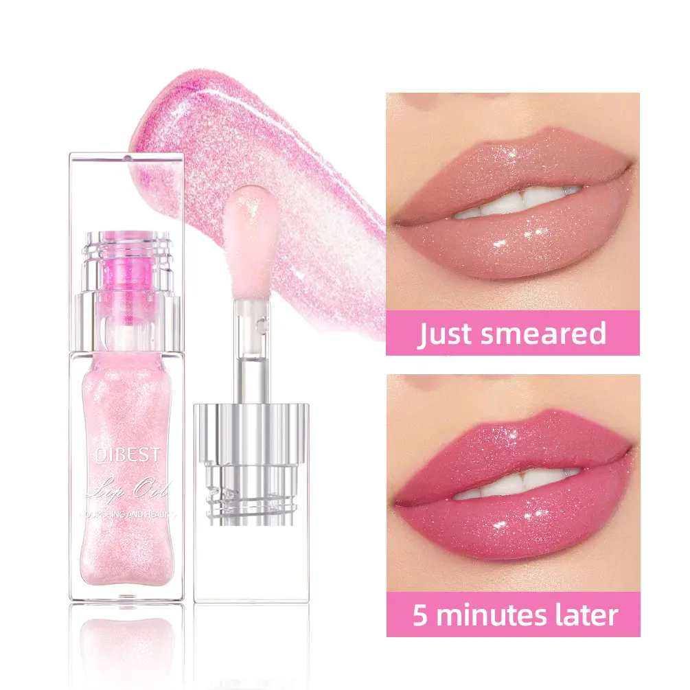 Moisturizing Glossy Lip Oil, 1 Count Temperature Color Changing Lip Gloss, Long Lasting Tinted Lip Gloss