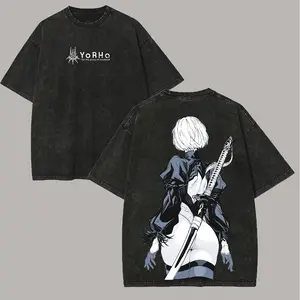 NieRAutomata YoRHa No. 2 Type B Washed TShirt Unisex personality Clothes Oversized Suitable for all seasons Couples high quality