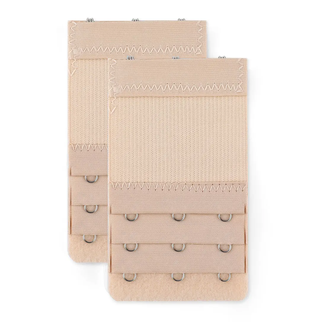 INSPIRE CHIC 2pcs Bra Strap Extenders Set 3 Rows 2 Hooks/3 Hooks/4 Hooks Comfort Cotton Elastic Bra Hook Extensions 4-hooks Apricot