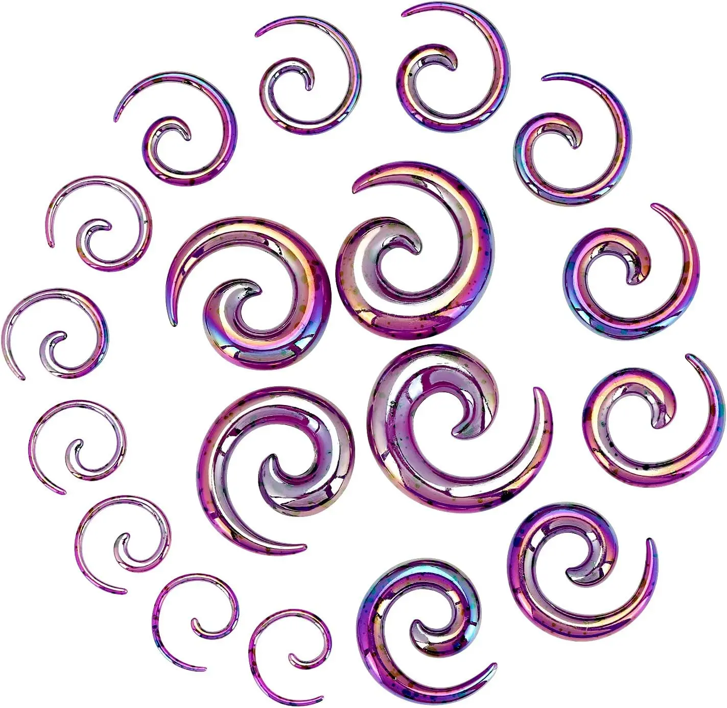 2026 New 9Pairs Acrylic Crescent Horseshoes Taper Set Pincher Septum Rings Spiral Stretching Kit Gauges Nose Ear Gauge 14G 12G 10G 8G 6G 4G 2G 0G 00G