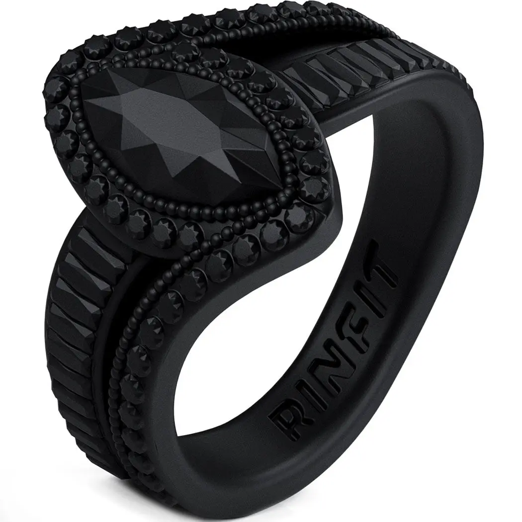Rinfit Silicone Diamond - Marquise Diamond Collection, U.S. Design Patent Pending, High-Quality Silicone Wedding Ring for Women