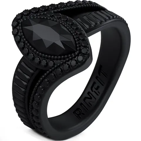Rinfit Silicone Rings for Women with a Molded Marquise Design, Silicone Wedding Band and Statement Ring for Her, Flexible for Work, Gym, Pregnancy, Travel and Everyday Wear, Patented Design
