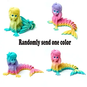 3D printed mermaid model toys, flexible joint animal doll statues, home and office desk decorations, holiday surprise gifts