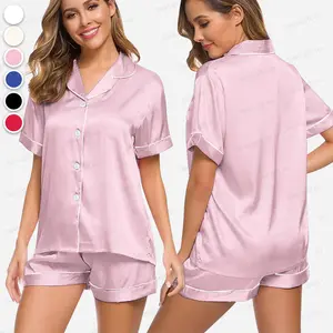 Premium Solid Satin Pajama Set, Sweet Sleepwear, Super Soft Night Dress for Women