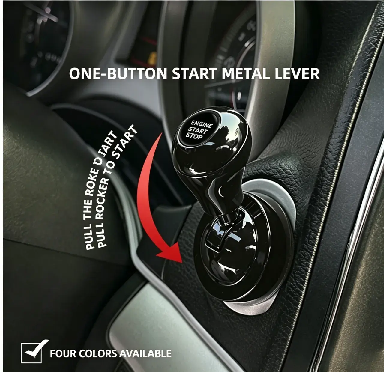 Automotive Push-to-Start Button Cover - Durable and Reliable Metal Alloy, Universal Fit Joystick Rocker Trim, Car Interior Modification Accessory, Easy Installation, Protects for Most Cars