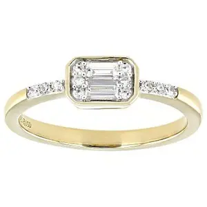 JTV White Lab-Grown Diamond 14K Yellow Gold Over Sterling Silver Cluster Ring 0.15ctw