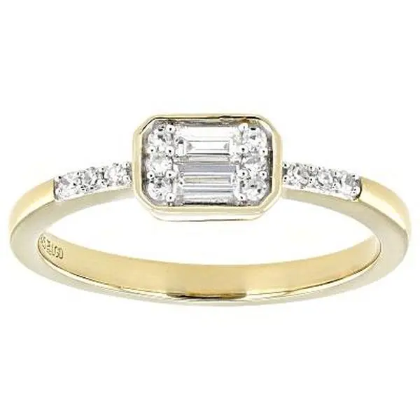 JTV White Lab-Grown Diamond 14K Yellow Gold Over Sterling Silver Cluster Ring 0.15ctw