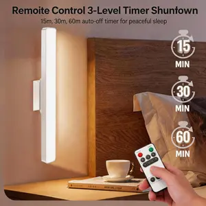 LED remote-controlled touch night  with 3-stage timer (15 minutes, 30 minutes, 60 minutes), automatic shut-off, and three color temperature adjustments, suitable for bedroom, desk, and cabinet lighting