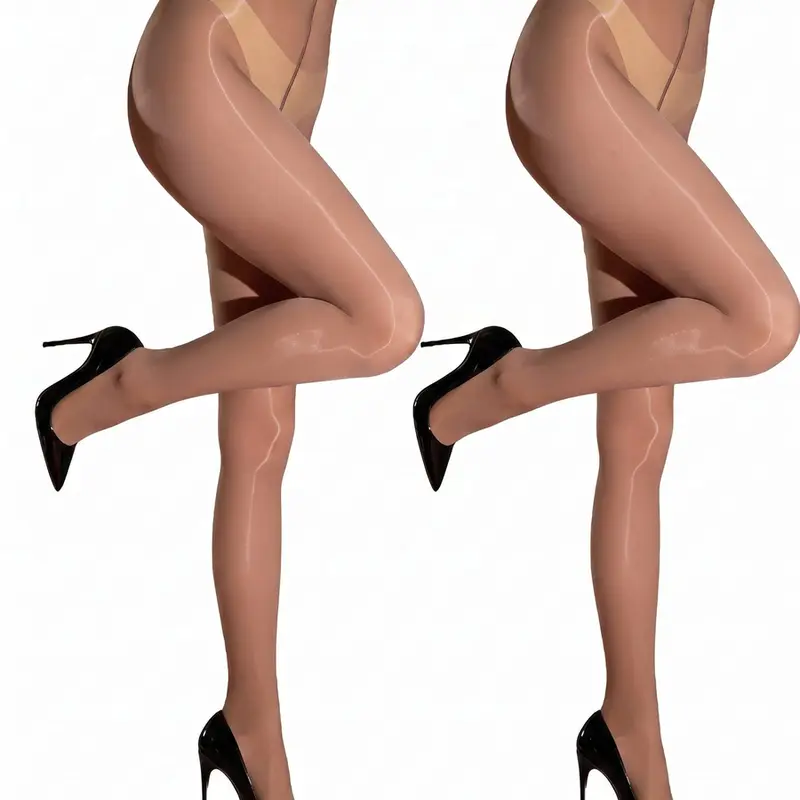 2pairs-Women's Shiny Sheer Tights High WaistSilk Comfort Stockings Oil Shimmery NylonsPantyhose Silky Spandex Elastic Dressy Legwear Elegant Glossy thighhighs tights Womenswear