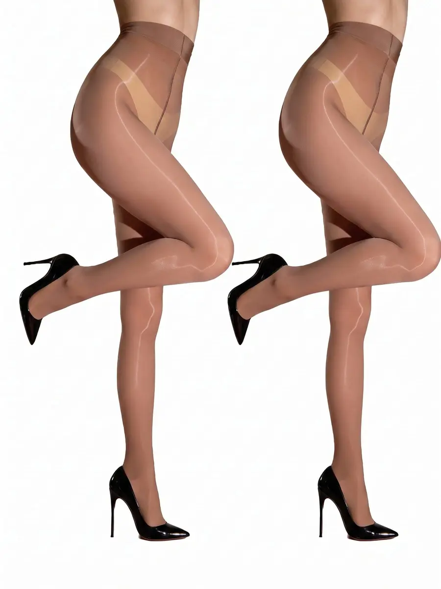 2pairs-Women's Shiny Sheer Tights High WaistSilk Comfort Stockings Oil Shimmery NylonsPantyhose Silky Spandex Elastic Dressy Legwear Elegant Glossy thighhighs tights Womenswear