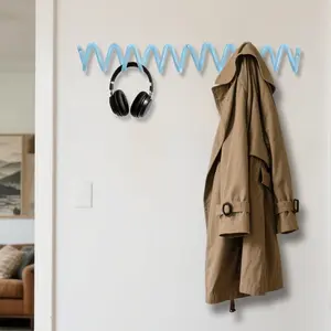 [Blue Norse-Style Coat Hook] 1pc Blue Norse-Style Wall-Mounted Coat & Scarf Hook with 3/4/5/6 Hooks - Wavy Metal Hanger for Coats, Hats, Bags - Minimalist Style Suitable for, Hotel, Store Display & Gifts