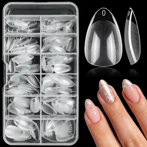 Almond Fake Nail Tips, 240pcs/box Clear Press on Nails, Acrylic Nails Tips, Full Cover Nail Tips, False Nails for Nail Art Products