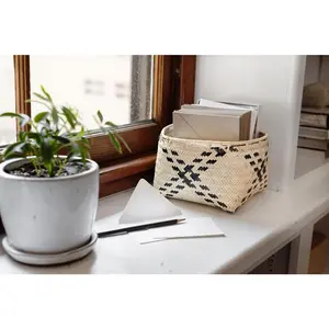 Handmade Rattan Storage Basket | Stripe Noir