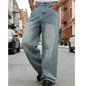 Customized Black Denim Pants Men's Wide-Leg Jeans Loose Casual Streetwear Trousers SpringStatements Pocket Menswear Cotton Stylish Beige Plain tiktokshopspringglowup