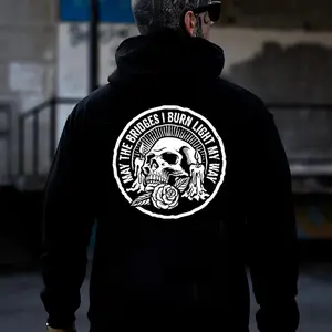 Men's "Petrify The Patriarchy" Hoodie, Feminist Ghost Graphic Long Sleeve Sweatshirt, Edgy Pullover Streetwear Tops for Fall Winter