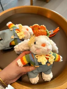 Funny Bunny Doll Super Cute Plush Kawaii Rabbit Bagtag with Knit Clothing Best Gift Present for Kids and Girls stuffed animals