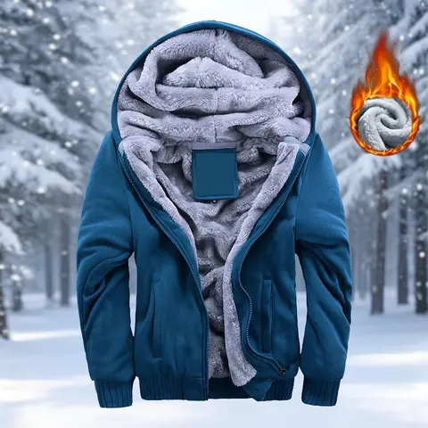 Women's Plus-Size Outerwear Coat - European-American Style, Fleece-Lined Thick Warm Casual Sportswear Top, Ideal for Everyday Wear & Christmas Gifting, Plus Size Clothes, Filled Ready-Made Women's Fleece Jackets