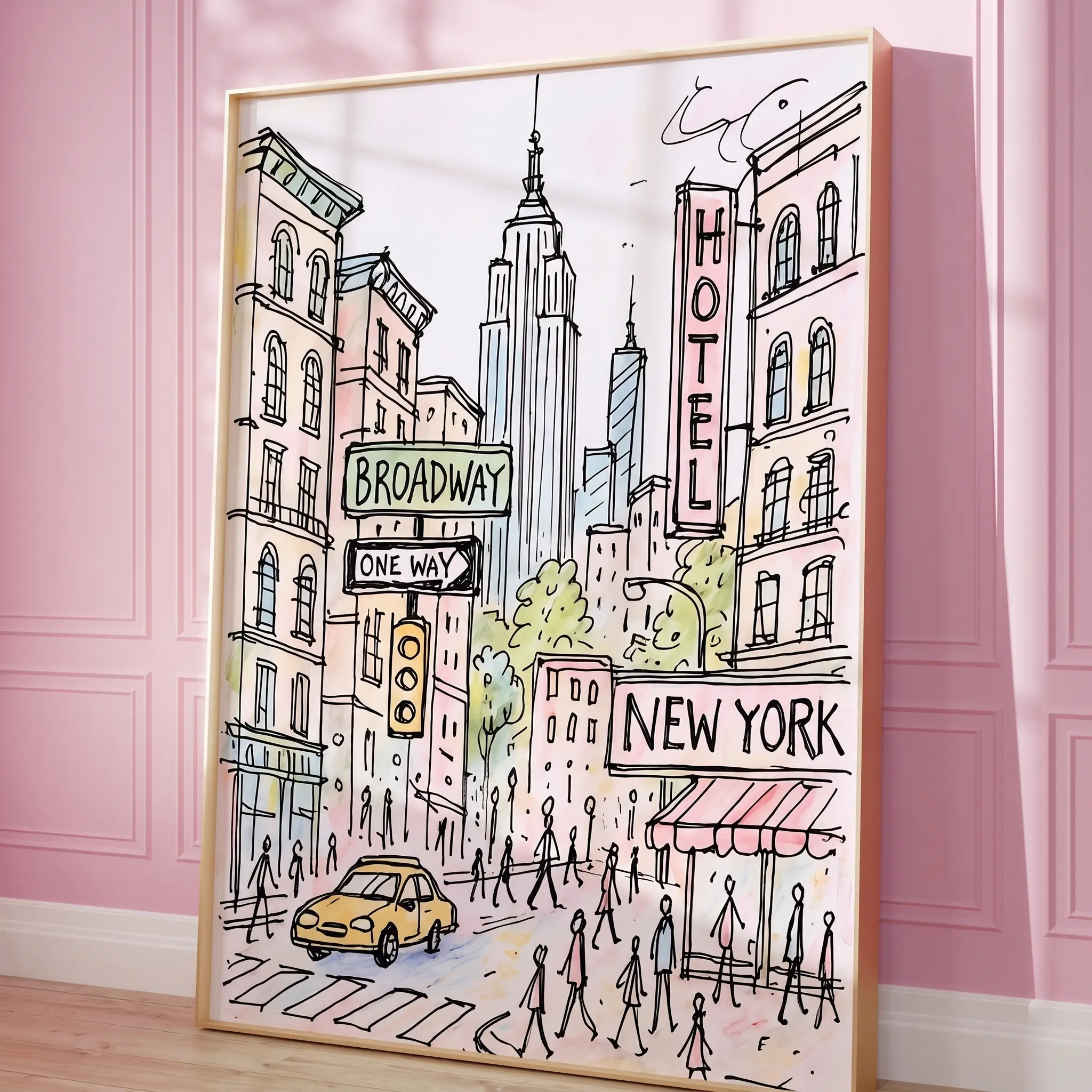 New York City Art Print Poster, New York Poster, Feminine Wall Art, Girly Preppy Print, Aesthetic Wall Print, Pink Wall Art, New York Gift [UNFRAMED]
