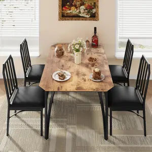 GARVEE Dining Table Sets for 2 and 4, Stylish Kitchen Tables with Comfortable PU Cushions, Perfect for Small Spaces, Available in Retro Grey and Brown, Ideal for Dining Rooms and Apartments.