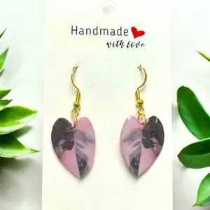 Pink Princess Philodendron Plant Earrings, Dangles & Studs, Handmade with Love, Features Heart-Shaped Design