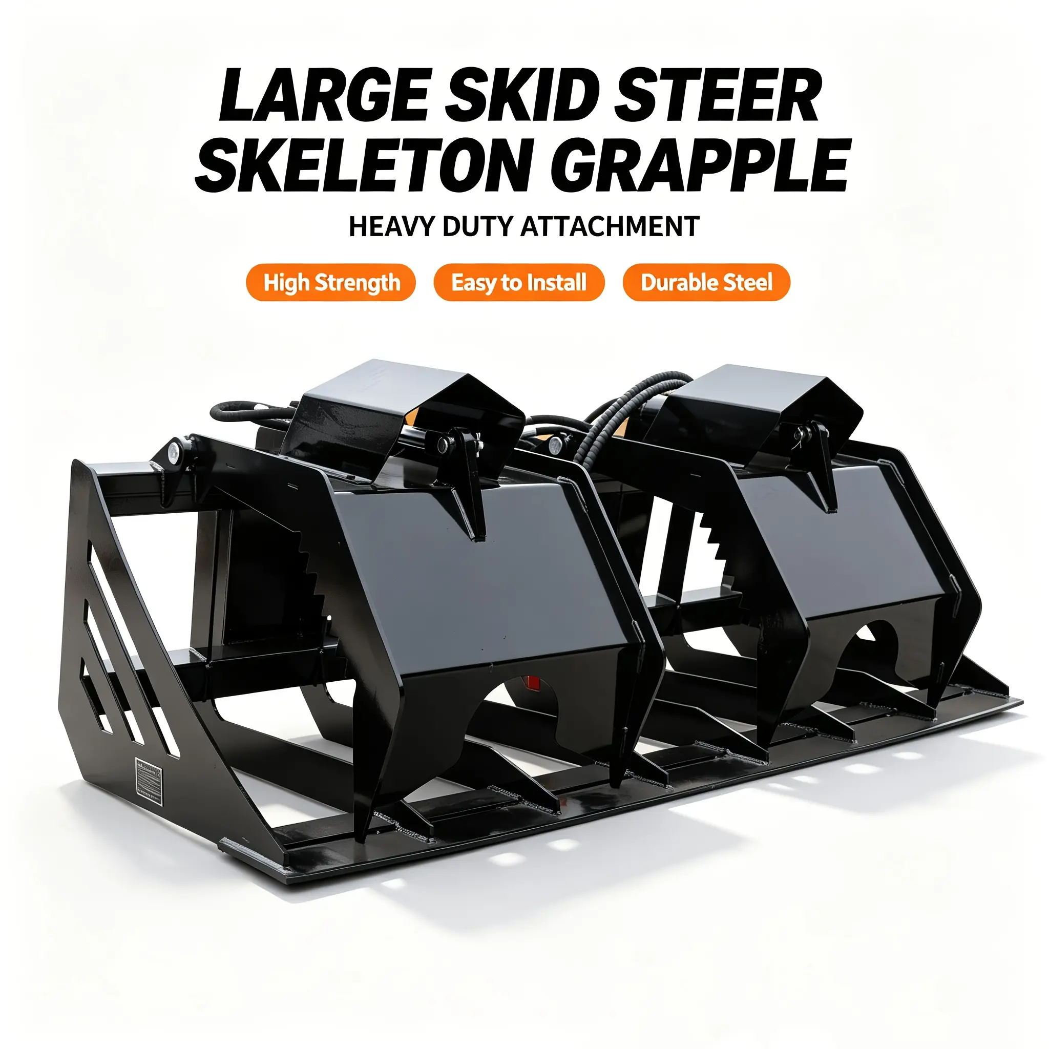 MMS 72-inch Hollow Wood Grapple Attachment for Bobcat Skid Steer Loaders, Suitable for Garden, Farm And Other Operating Scenarios