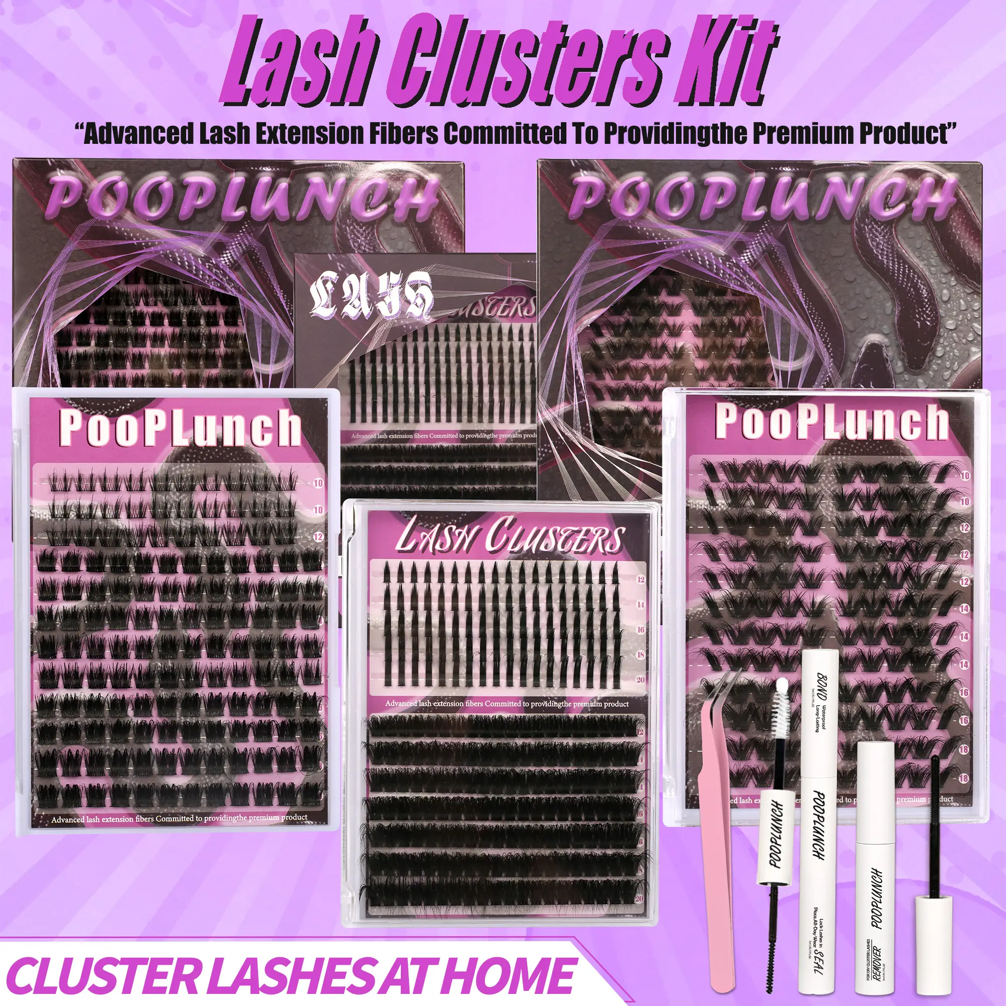 Lashes map for clusters Kit Spiky Wet Eyelashes Extension Kit , 10-18mm Individual Lashes Kit with Lash Bond and Seal Makeup