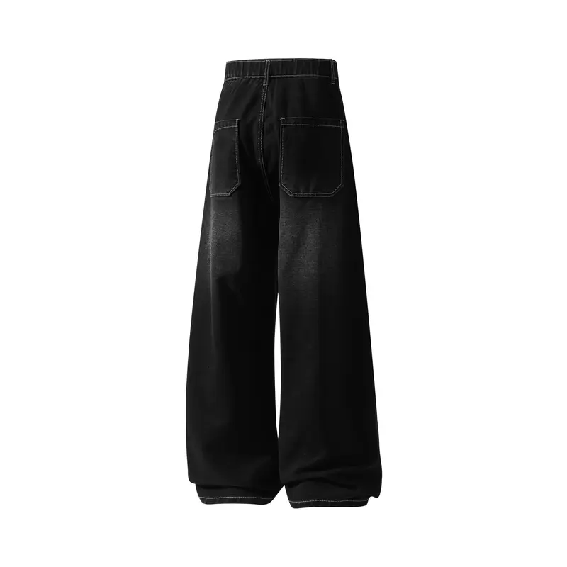 Menswear 3-Pack Men’s Washed Wide-Leg Jeans, Elastic Back Waist, Casual Stylish Loose Straight-Cut Retro Denim Trousers,Trouser Menswear 3-Pack Men’s Washed Wide-Leg Jeans, Elastic Back Waist, Casual Stylish Loose Straight-Cut Retro Denim Trousers,Trouser