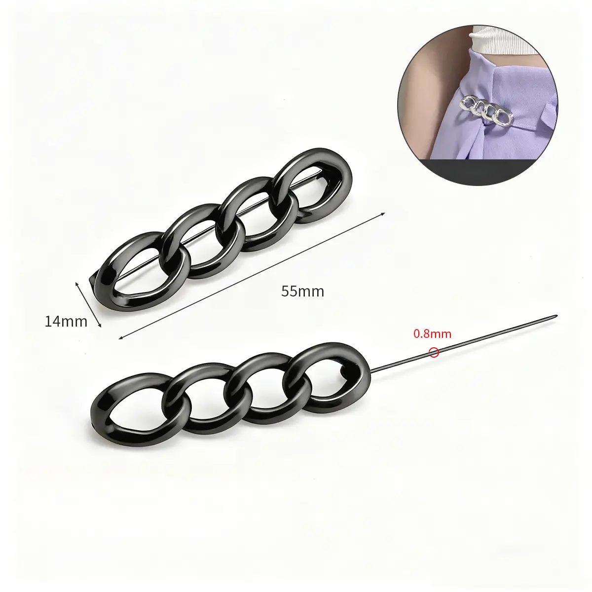 Chain waist-cinching pin (gunmetal black)