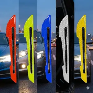 2-Pack Car Mirror Handle Safety Reflectors, High-Visibility Reflective Strips for Night Driving, Waterproof Scratch-Resistant Anti-Fall Adhesive Decals, Universal Fit for Cars SUV Trucks, Easy Install Automotive Safety Accessories, Reflective Sticker