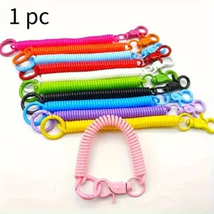 Colorful Spring Coil Lanyard: Festive Christmas Keychain with PVC Material and Round Hook Clasp