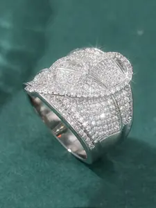 1 Pc Elegant Luxury High-end Wide Band Stacked Ring Cubic Synthetic Zirconia Set with Shiny Unique Cool Design Women's Casual Attire Party Date Travel Accessories Bride Jewelry Mother's Day Gift Light Luxury Gift Statement Ring Wedding Ring