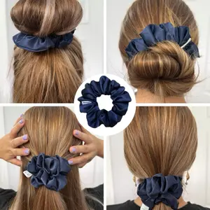 Woucom Satin Blue Scrunchie Antifrizz Elegant & Crease-Free Hair Accessory for Women