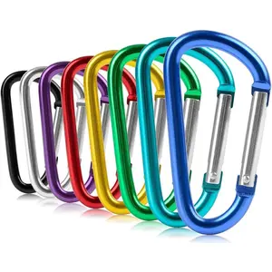 Carabiner Clip 3" Aluminum D-Ring Spring Loaded Gate Small Keychain Carabiners Clip Set for Outdoor Camping Mini Lock Hooks Spring Snap Link Key Chain Durable Improved 8 Pack