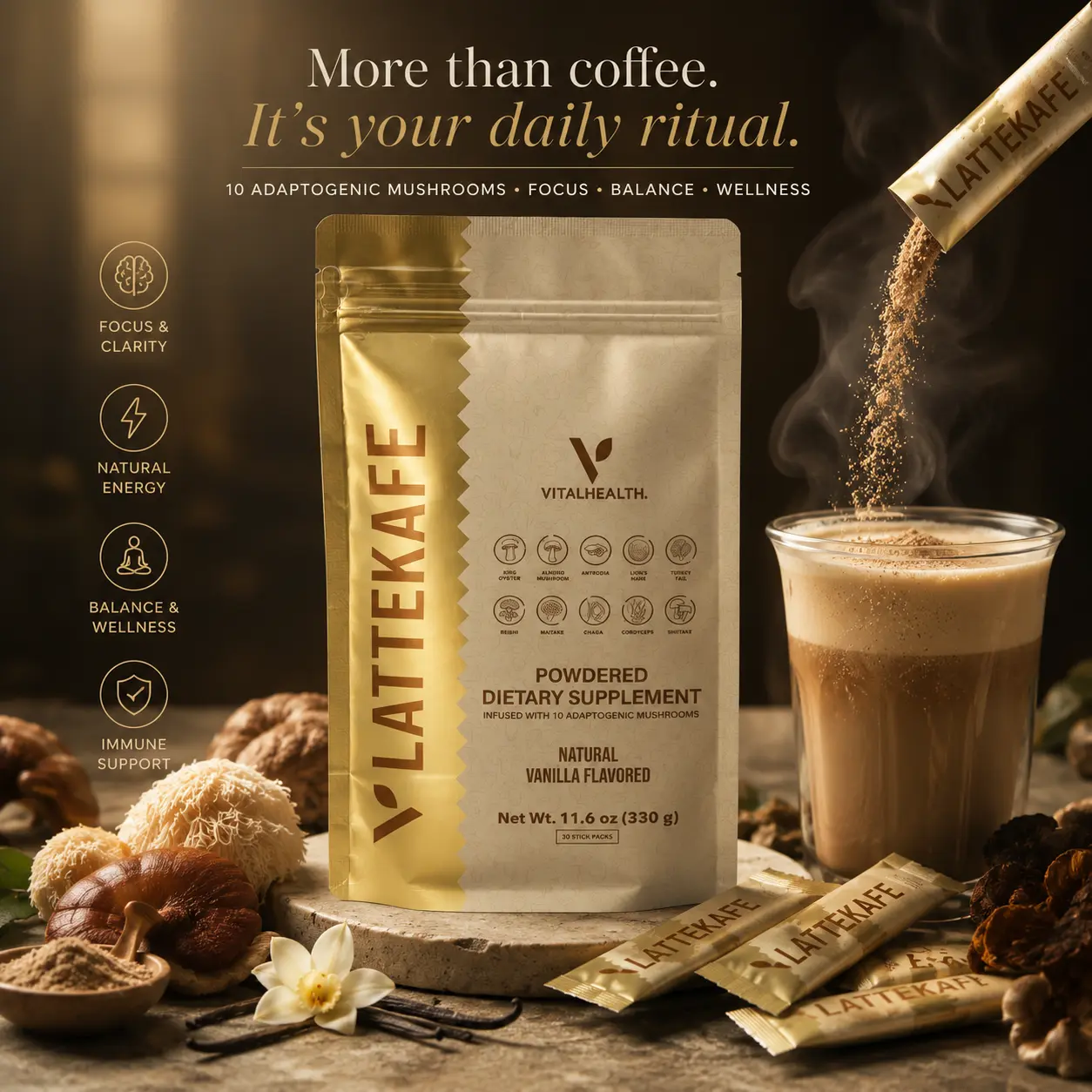 Vitaカセット VitalHealth V-LatteKafe Creamy Gourmet Blend with Adaptogenic