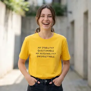 Funny Personality Tee • “My Stability Questionable My Personality Unforgettable” Shirt • Sarcastic Graphic T‑Shirt • Unisex Gildan 64000