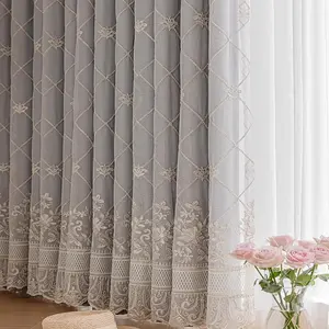 Lace Curtain, Modern Romantic Blackout Curtain, Double Layer Curtain for Bedroom, Home Decor, Window Drapes for Living Room, Bedroom, Home Decor