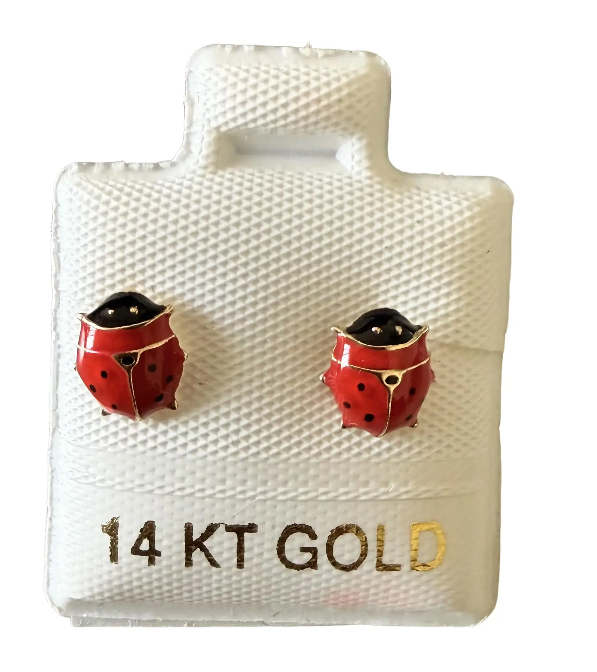 Women's 14 Karat Ladybug Insect Stud Earrings - Alloy, Red Wings, Black Spots, Playful Charm Design, Crew Backs, Enamel Accents, Secure Fit, Ideal Birthday Gift (Choking Hazard: Contains Small Ball)
